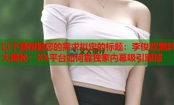 以下是根据您的需求拟定的标题：李俊欢黑料大揭秘：XX平台如何靠独家内幕吸引眼球